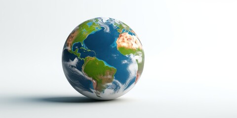 3D Earth on White Background, Earth day, World Environment Day. Generative AI 