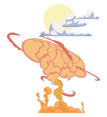 sandstorm illustration with clouds and sun