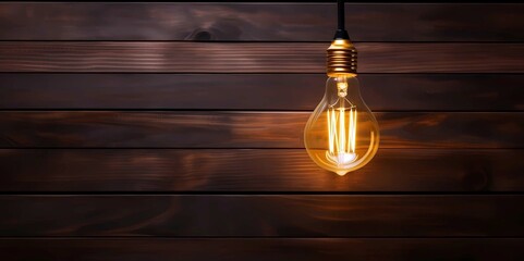 Vintage light bulb on wooden background, Idea and innovation concept, Generative AI illustrations.