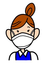 マスク姿のオフィスレディ