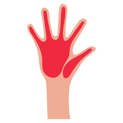 red hand day illustration of hand with paint