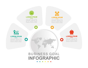 Infographic business template. Infographics in the form of a circle and 4 segments with an outline and no fill. Concept presentation.