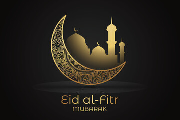 Ramadan Eid Islamic New Year background with star crescent lights and moon decorative elements