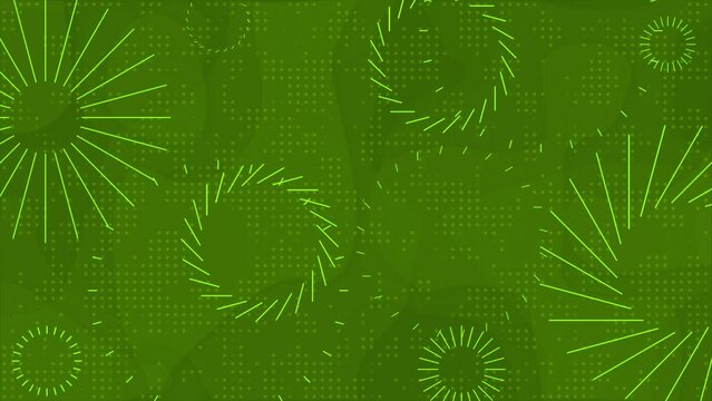 Abstract pattern Lime green color exploding lines geometrical background, circular dots abstract background