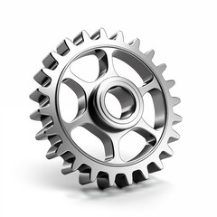 silver gear on white background