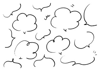 ペンの手描き吹き出しセット_黒