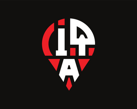 IQA letter location shape logo design.