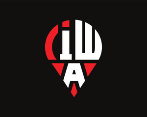 IWA letter location shape logo design.