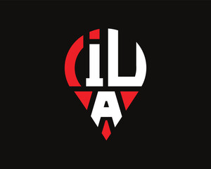 Obraz premium IUA letter location shape logo design.