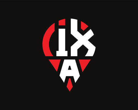 IXA letter location shape logo design.