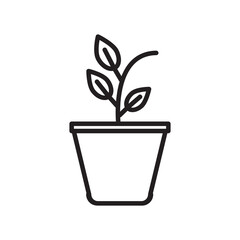 Potted plant outline icon. linear style sign for mobile concept and web flat trenndy style illustration on white backgrounnd..eps