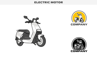 Illustration vector graphic of Electric Motor, colorful and black and white color variation, Logo Badge Template vector
