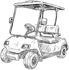 golf cart handdrawn illustration