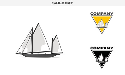 Illustration vector graphic of Sailboat, colorful and black and white color variation, Logo Badge Template vector