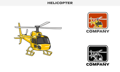 Illustration vector graphic of Helicopter, colorful and black and white color variation, Logo Badge Template vector