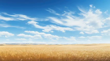 Foto op Plexiglas horizon prairies landscape vast illustration plains meadows, wildflowers bison, cattle wheat horizon prairies landscape vast © vectorwin