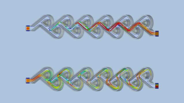 CFD simulation Computational fluid dynamics - Tesla valve flow simulation