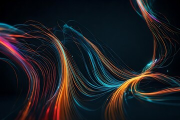 3D Vibrant Color Motion Blured Light Trails. EPS10 Vector