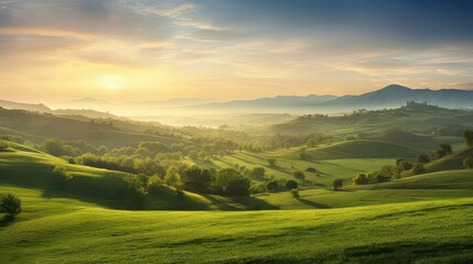view knoll hills landscape illustration outdoors beauty, greenery meadow, valley mountain view knoll hills landscape - obrazy, fototapety, plakaty