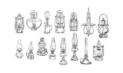 vintage lantern handdrawn collection