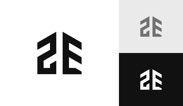 Letter 2E initial with house shape logo design