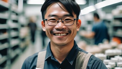 Fototapeta premium portrait of a smiling man in supermarket