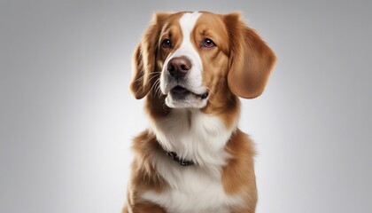 Portrait of a purebred dog Beagle on a gray background