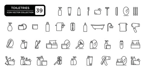 toiletries icon collection.vector, icon template, resizable. - obrazy, fototapety, plakaty