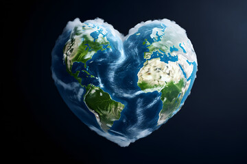 heart shaped earth, green planet earth, renewable energy light bulb with green energy, Earth Day or environment protection Hands protect forests that grow on the ground and help save the world, solar 