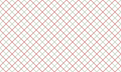 Rhombus geometric argyle seamless pattern with red and green line. Vector Repeating Textures.