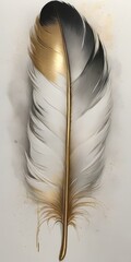 Fluid Feather A Mesmerizing Symphony of Drawn 2D Aquarelle Art, Mottled Elegance, and the Pinnacle of Best Tones in Dark Silver, Dark Gold, Pale Gold Pigments