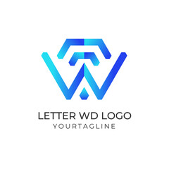 Creative wd monogram logo with abstract and simple design concept for brand identity.