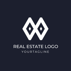 House Logo Real Estate Company. Initial Monogram Logo Vector Template. Monogram Initials Letter Logo Concept.
