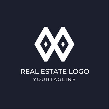 House Logo Real Estate Company. Initial Monogram Logo Vector Template. Monogram Initials Letter Logo Concept.