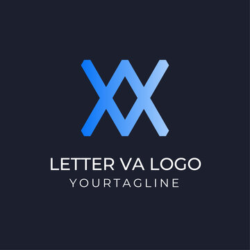 VA logo monogram initials letter concept. VA letter logo with abstract and simple design concept for brand identity. Initial monogram letter VA logo design vector template.