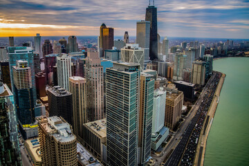 Chicago sunset night skies