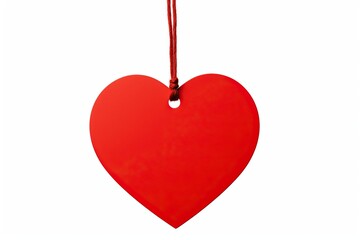 Red heart shape valentine gift tag with ribbon