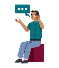 worldwide man using smartphone communication