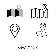 Collection of Icons map point location. map mark, Related Line Icons. map mark location set icon. flat trendy style illustration on white background..eps