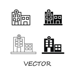 Hospital building icon vector logo set, vector flat simple trendy style illustration on white background..eps
