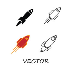 Rocket icons set. Space ship launch icon collection. Rocket simple icon flat trendy style illustration on white backgrounnd..eps