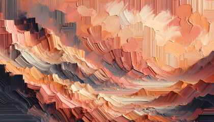 Pantone 2024 Peach Fuzz, color of the year header, Abstract Textured Oil Painting in Warm Tones