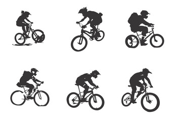 Silhouette of boys riding a bmx bicycle