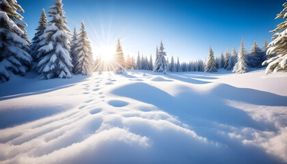 Fototapeta premium winter landscape with snow 