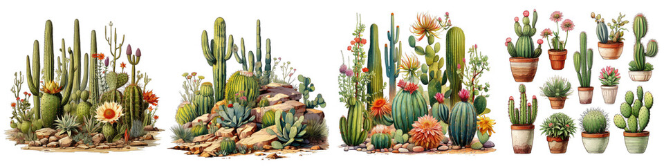 cactus plants Hyperrealistic Highly Detailed Isolated On Transparent Background Png File