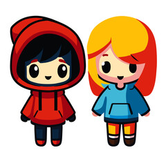 boy and a girl in winter
