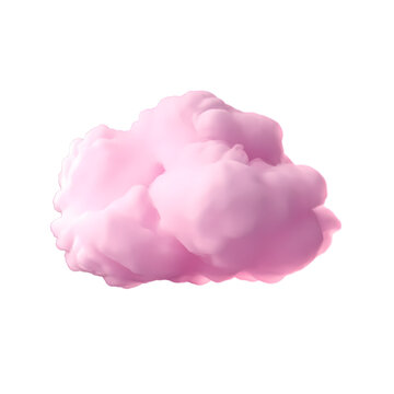 Pink cloud isolated on transparent background