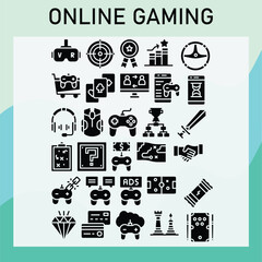  online gaming. filled icon collection. Editable stroke. Vector illustration