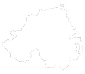 Northern Ireland map. Map of Northern Ireland in white color