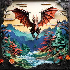 woodcut dragon 목판 드래곤 generative ai